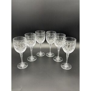 Vintage Nachtmann Bamberg Tall Cut Crystal Wine Glasses - Set of 6 - 7.5 Inches